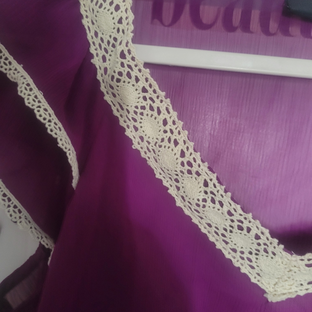 Purple Top with Lace Trim